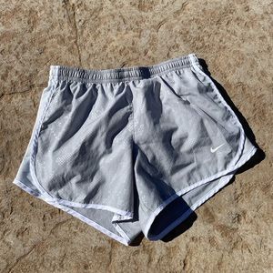 Nike girls szL dry fit running shorts. Grey /white